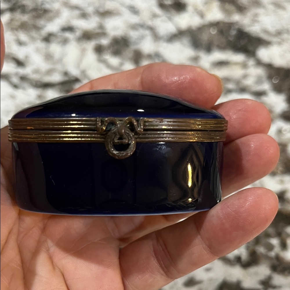 Beautiful Navy Blue Limoges France Trinket box